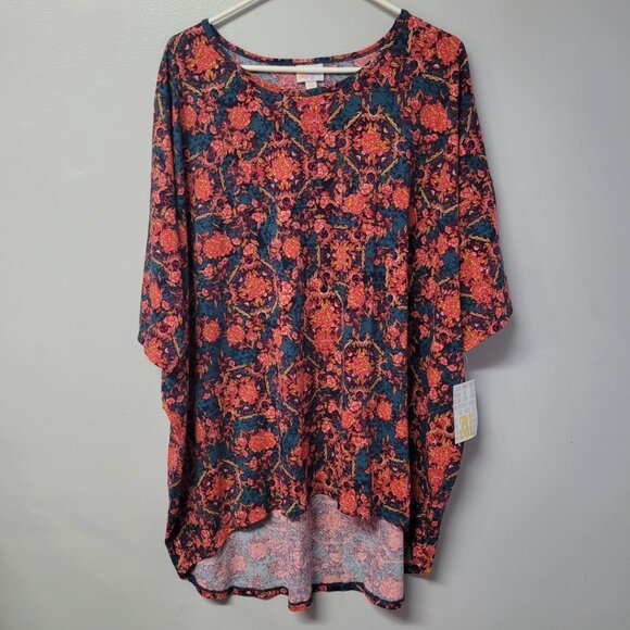 Lularoe Irma Shirt Top Womens 3XL Floral Pink Red Comfortable Casual Classic NWT - Picture 1 of 7